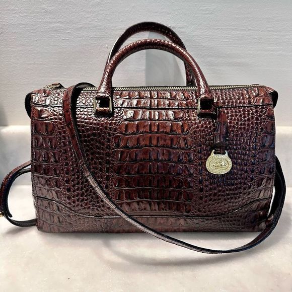 Brahmin Handbags - Brahmin Handbag Two Way Strap Crocodile Embossed Brown Like New